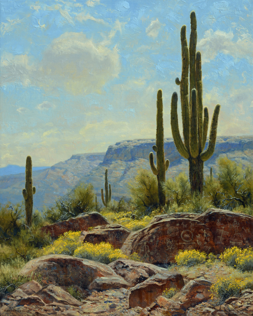 Robert Peters Legends of the Hohokam 40x32 oil - available Legacy Gallery