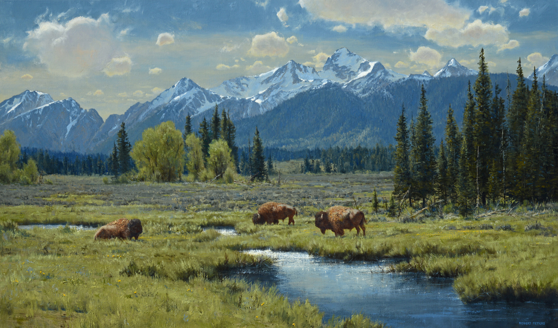 Robert Peters "Western Paradise" 32x54 oil - Private Collection