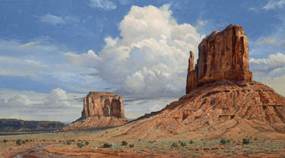 Robert Peters "Western Riches" 28x50 oil - Private Collection