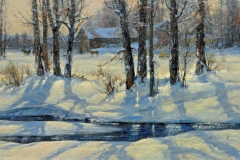 Robert Peters "December Banks" 24x40 oil on linen - Sold, private collection