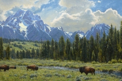 Robert Peters  "Summer Glory, Mt. Moran" 28x50 oil - Sold,  private collection