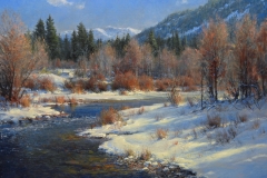 Robert Peters "Touch of Winter" 30x40 oil on linen - Sold, private-collection